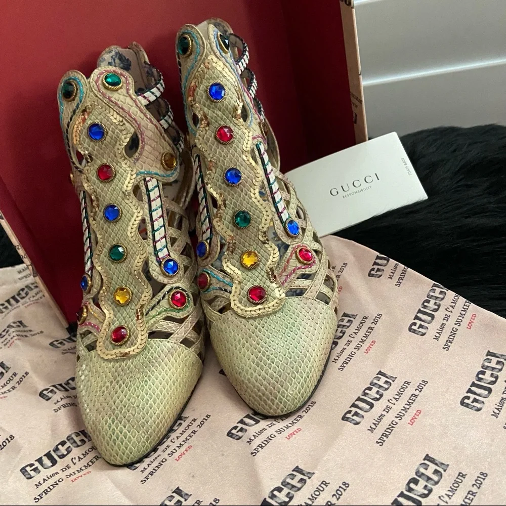 Gucci Python Multicolor Gem Booties - Picture 6 of 10